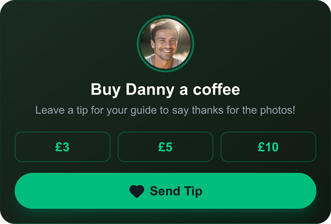 Tip widget showing amount options